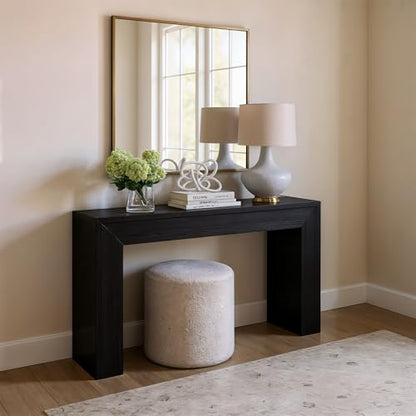 Plank+Beam Grand Console Table, 56 Inch, Black Wirebrush | Balanced, Statement Design, Low-VOC Finish, Easy Assembly, Solid Wood - color: Black Wirebrush, size: 56 Inch without Shelf