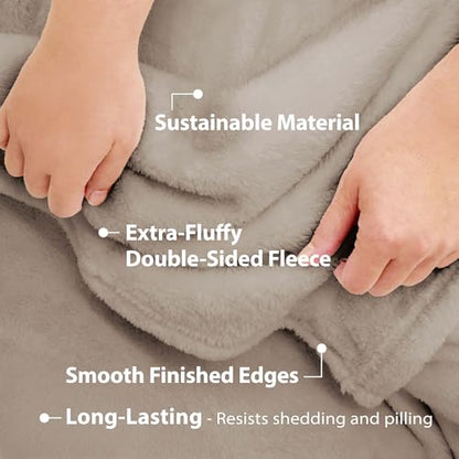 DEZ FURNISHINGS Ultra Soft Plush Fleece Throw Blanket, Double Sided Cozy Thick Warm Blanket for Sofa & Bed, Twin (66" x 90"), Taupe - color: Taupe, size: Twin (66" x 90")