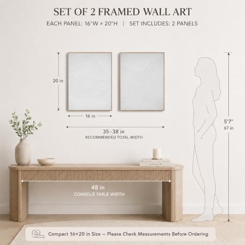 Artiluxy 3D Minimalist Textured Abstract Wall Art Set of 2, Neutral | 16 x 20 in Each Framed Raised Plaster Art Ready to Hang for Living Room Bedroom or Entryway - color: White A