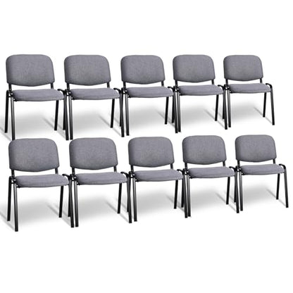 VINGLI 10-Pack Waiting Room Chairs, Stackable Chair for Office, Fabric-Grey | Stacking Chairs, Armless Church Chairs, Space-saving, Guest & Reception, Office Lobby, Business Hall - color: Fabric-grey, size: 10-pack