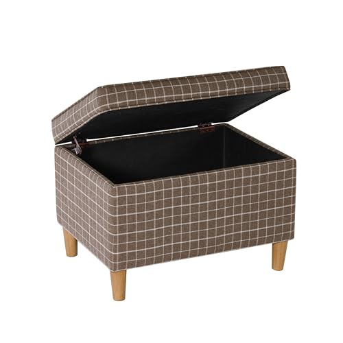 Spatial Order 24" Dinah Collection Storage Ottoman - Brown Windowpane Fabric - color: Brown Windowpane Fabric