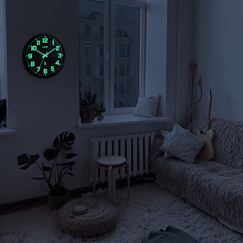 Sharp 12-Inch Atomic Wall Clock, Battery Operated, Glow in Dark | Self-setting atomic time; Easy-read analog face; Automatic time adjustment; Simple setup; Versatile home or office style - color: Black/Glow in Dark, size: Large
