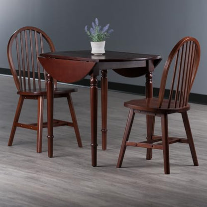 Winsome Sorella 3-pc Set Round Drop Leaf Table, Walnut - color: Walnut, size: Table + 2 Chairs
