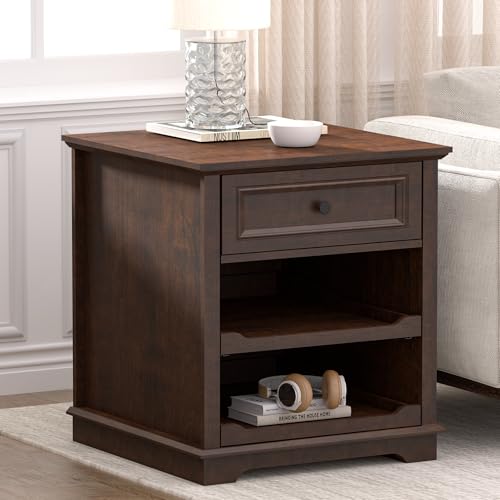 Lateral File Cabinet 3 Drawer File Cabinet with Charging Station, Wood Lateral Filing Cabinet, Printer Stand with Open Adjustable Storage Shelves for Home Office, Cherry - color: Cherry