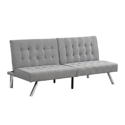 Convertible Futon Sofa Bed, Modern 68'' Fabric Sleeper Couch for Living Room,Guest Bed, Adjustable Backrest, Upholstered Recliner Chair, Loveseat for Compact Small Space Living Room (Gray New) - color: Gray New