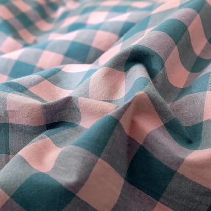 mixinni Plaid Duvet Cover Set Twin Purple - Soft Washed Cotton Modern Geometric Bedding Set with 2 Pillowcases, Pink Blue Gingham Grid Twin Duvet Cover for Men & Women, Soft & Lightweight - color: 02 - Purple/Pink/Blue Plaid, size: Twin