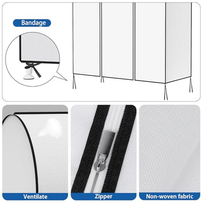 Zilink Garment Rack Cover Clothes Rack Cover Wardrobe Cover 50 in, White | Dustproof, Breathable, 2 Durable Zippers, Garment Bags Protector for Garment Rack (Rack Not Included) - size: 50"L x 20"W x 60"H - White