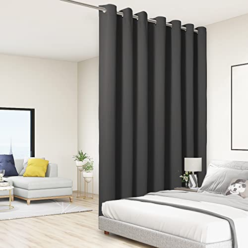 BONZER Dark Grey Room Divider Curtain Total Privacy Wall Screen Partitions | Grommet Thermal Insulated Soundproof Wide Blackout Curtains for Bedroom Living Room, 84L x 108W Inch (7L x 9W ft), 1 Panel - color: Dark Grey, size: 108"W x 84"L (Pack of 1)
