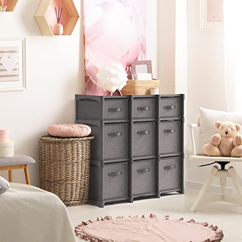 9 Cube Storage Organizer, Gray Storage Cubes Organizer Shelves, Sturdy Cubbies Storage Shelves with Cube Storage Organizer Bins, DIY Cube Shelf Organizer for Bedroom, Playroom, Office, & Dorm, Black - color: Grey, size: 9 - Cube Organizer