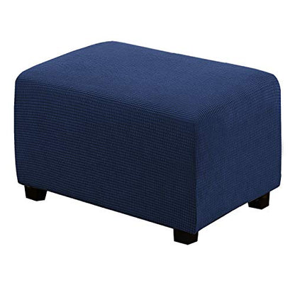 H.VERSAILTEX Ottoman Cover Slipcover Rectangle Fit Length 29"-34" Footrest Sofa Slipcovers Stool Cover Footstool Protector Covers Feature Stretch Thick Soft Jacquard Fabric Removable Washable - Navy - color: Navy, size: Rectangle-Large