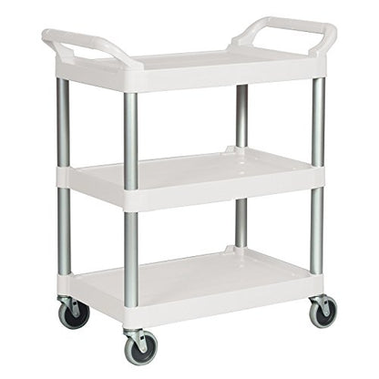 Rubbermaid Commercial Products Plastic Utility Service Cart with Wheels, White, 200 lbs Capacity, for Foodservice/Restaurant/Cleaning/Warehouse/Garage - color: White