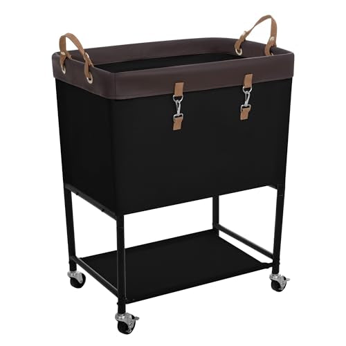 StorageWorks Laundry Cart, 2 Tier Rolling Basket with Wheels, 29 Gal, Black | Black Rolling Wire Basket, Heavy Duty Organizer for Laundry, Bedroom, Bathroom - color: Black, size: 29Gal (110L)