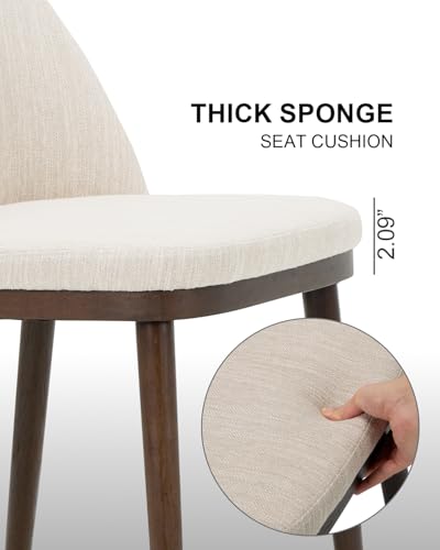 Upholstered Dining Chairs Set of 4 - Modern Dining Room Chairs, Mid-Back Restaurant Kitchen Chairs with Wooden Legs, Beige