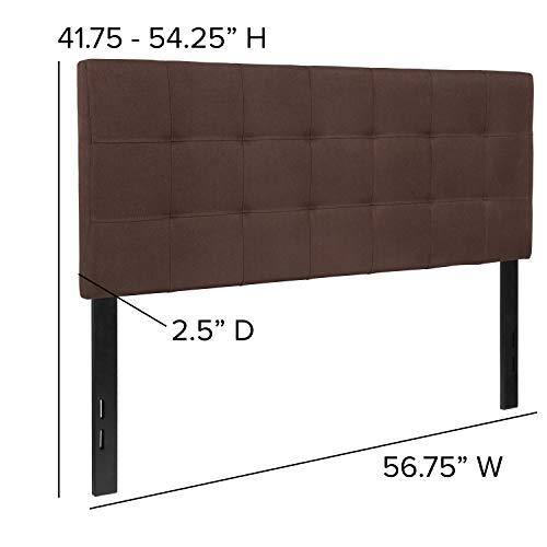 EMMA + OLIVER Dark Brown Full Quilted Tufted Headboard | Adjustable Bed Rail Slots, Fabric Upholstered - color: Dark Brown, size: Full
