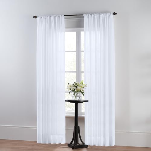 Thermoregulating Semi-Sheer Curtains – Energy-Saving Privacy Panels with UV Light Deflection, Heat & Cold Insulation (White, 108L X 59W, Single Panel) - color: White, size: 59"W x 108"L (Pack of 1)