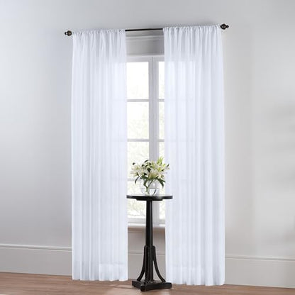 Thermoregulating Semi-Sheer Curtains – Energy-Saving Privacy Panels with UV Light Deflection, Heat & Cold Insulation (White, 95L X 59W, Single Panel) - color: White, size: 59"W x 95"L (Pack of 1)
