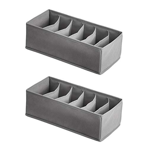 Amazon Basics Deep Drawer Organizer for Clothes, Collapsible Storage Boxes for Socks, Underwear and Baby Items, Set of 4, Gray | Pack of 2 - size: Pack of 2