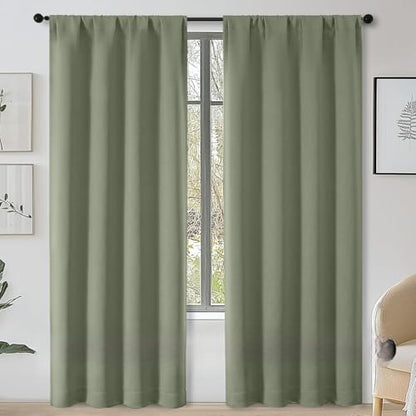 Sally Sage Green Blackout Curtains 84 Inches Long 2 Panels Set for Bedroom Living Room, Solid Thermal Insulated Privacy Room Darkening Window Treatment Drapes, 2 Pcs Each W40 x L84 Inch, Sage - color: Sage Green, size: 40"W x 84"L (Pack of 2)