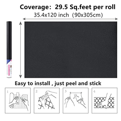 Arthome 35.4''x120'' Black Contact Paper, Self Adhesive Wallpaper Waterproof Gloss PVC Vinyl, Oil Proof,Wallpaper, Black Vinyl Paper for Walls,Furniture Cover Surface,Countertop,Kitchen,Shelf Liner - color: Black Matte, size: 35.4" x 120"