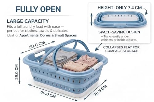 Livvora Collapsible Laundry Basket with Mesh Bag & Care Guide Card | Space-saving collapsible design with breathable construction to help keep laundry fresh and organized.