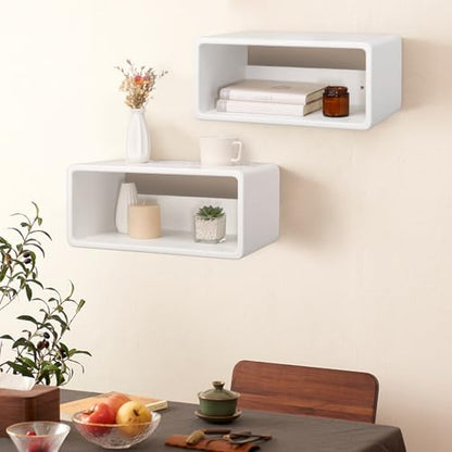 Floating Nightstand Wooden, Bedside Table, Nightstand Shelf, Handmade, Wall Mounted Bedside Shelf, Minimalist and Unique Style White 18”x 10”x 7.5” - color: B&white