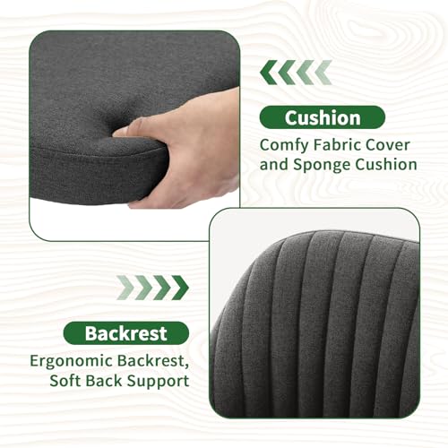 Armless Desk Chair with Comfortable Fabric Cover,Modern Home Office Chairs with Swivel Wheels for Computer Task Chairs Cute Vanity Chairs Adjustable Height for Living Room,Bed Room,Conference Office - color: Dark Grey