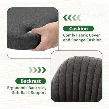 Armless Desk Chair with Comfortable Fabric Cover,Modern Home Office Chairs with Swivel Wheels for Computer Task Chairs Cute Vanity Chairs Adjustable Height for Living Room,Bed Room,Conference Office - color: Dark Grey