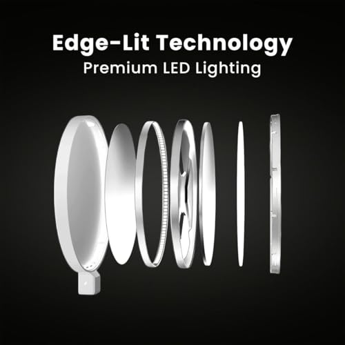 LUME CUBE Edge 2.0 LED Desk Lamp | Dimmable Home Office Desk Light with USB Charging Port & Strong Swing Arm | Adjustable Color Temperature and Brightness | Circle Webcam Light - White - size: White - Single