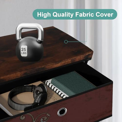 VASICAR Nightstand with 5 Drawers, Clothes Storage Organizer, Small Fabric Dresser for Bedroom, Closet, Entryway, Hallway, Nursery, Dorm - size: 12.6"D x 16.5"W x 40.9"H (5 Drawers)