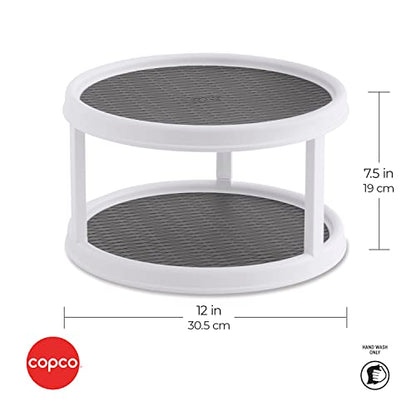 Copco Non-Skid Turntable, 2-Tier, 12-Inch, Durable & Easy Clean, White/Gray - color: White/Gray