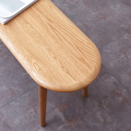 39.4" Solid Oak Skinny Bench, Natural Finish – Narrow End of Bed Bench for Bedroom, Also for Dining, Kitchen & Entryway - size: 39 Inch(Rounded corners)