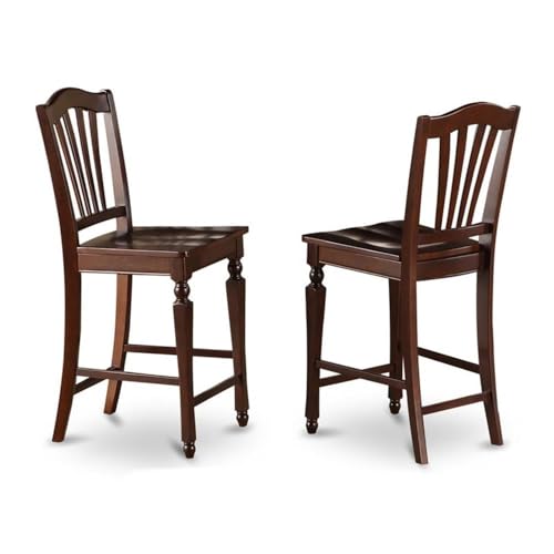 East West Furniture JACH5-MAH-W 5 Piece Kitchen Counter Height Dining Table Set Includes a Round Wooden Table with Pedestal and 4 Dining Chairs, 36x36 Inch, Mahogany - color: Jach5-mah-w