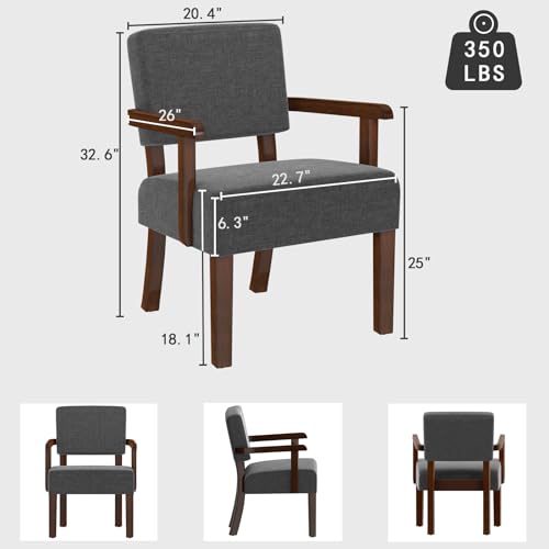 Oversize Accent Chair with Soft Seat and Armrests | Living Room Chairs with Solid Wood Frame, Comfy Reading Chair for Bedroom, Waiting Room, Home Office, Easy Assembly - color: Grey, size: Chair