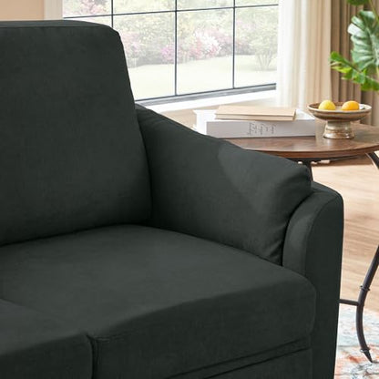 59" Loveseat Sofa, Mid Century Modern Love Seat with Back Cushions, 2-Seat Small Sofa Couch for Living Room Bedroom Small Spaces, Black - color: Black, size: Loveseat Sofa