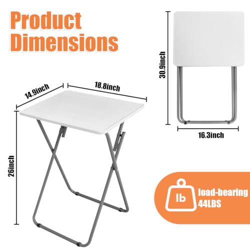 Gocamptoo Portable Folding TV Dinner Tray Table Set of 2 | No Assembly Required TV Dinner Table with Sturdy MDF Top - color: White