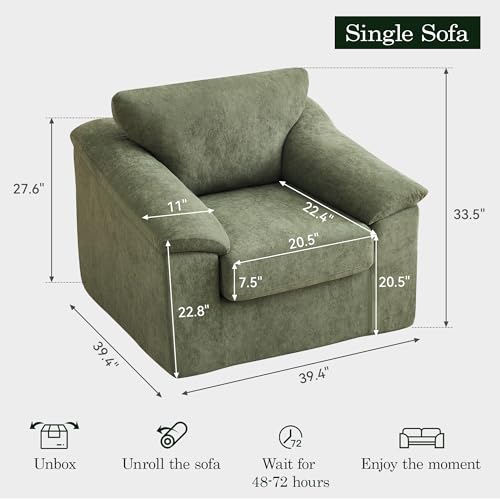 Boneless Single Sofa Chair, Modern Cloud Accent Chair, Comfy Deep Seat Couch for Living Room, Bedroom, Apartment, Small Space, No Assembly, Green - color: Green, size: Single Sofa