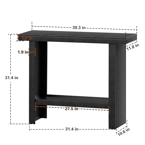 Console Table, 39.3" Rectangular Modern Entryway Table with Storage | Behind The Couch Sofa, Entrance Side Table with Shelves for Hallway, Living Room, Foyer, Black - color: Black