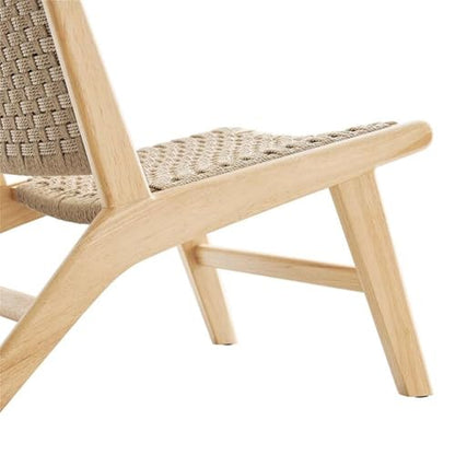 Modway Saoirse Woven Rope Wood Accent Lounge Chair in Natural Natural - color: Natural Natural