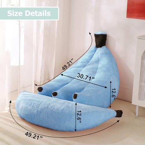 Banana Bean Bag Chair with Ottoman, Floor Sofa Bed with Footrest, Comfy Convertible Lounger for Teens & Adults, Plush Couch for Bedroom, Living Room or Dorm, M-SkyBlue - color: Skyblue, size: Medium