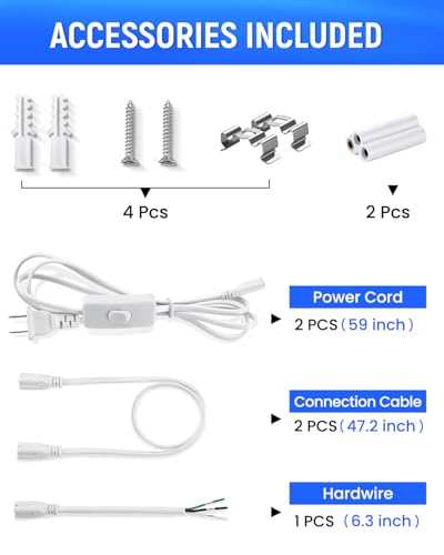 (2 Pack 4FT T5 LED Shop Light,6500K,20W,2300LM(Super Bright White) Linkable LED Integrated Fixture,Garage Ceiling and Cabinet Light,Strip Light,Corded Electric with ON/Off Switch - size: 2 PACK