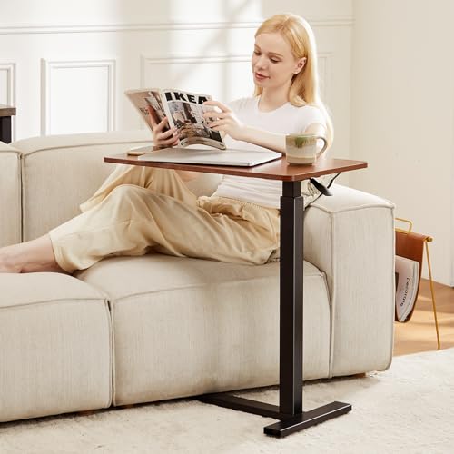 Sweetcrispy Overbed Table, Bedside Table, Storage Shelf | Adjustable Rolling Wheels, Mobile Laptop Desk, Space Saving Frame, Dorm, Apartment, Chocolate - color: Chocolate