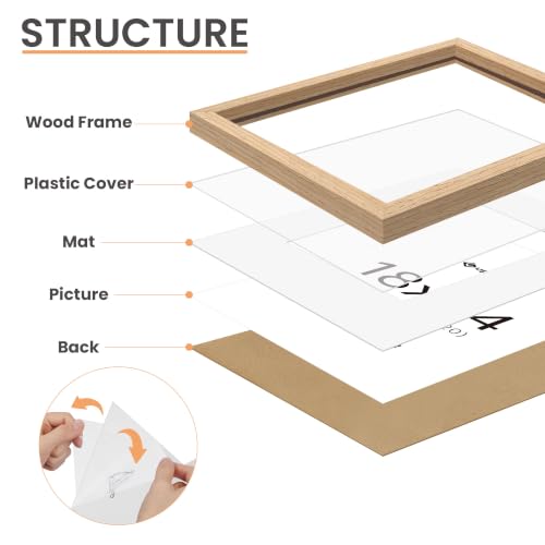 upsimples 18x24 Picture Frame Solid Wooden, Nursery Wall Frames Set of 3 | 100% Natural Solid Wood, Fit 16x20 with Mat and 18 x 24 Posters, For Kids Room, Gallery Wall Décor - size: 18X24