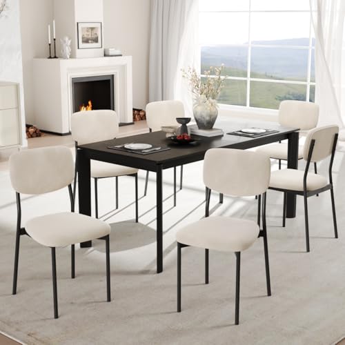 Einhomn Upholstered Dining Chairs Set, Modern Stackable Dining Room Chairs with Soft Velvet Backrest, Kitchen Chairs with Sturdy Metal Legs for Living Room, Restaurant, Set of 2,Cream Beige - color: Cream Beige
