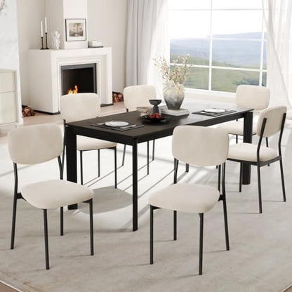 Einhomn Upholstered Dining Chairs Set, Modern Stackable Dining Room Chairs with Soft Velvet Backrest, Kitchen Chairs with Sturdy Metal Legs for Living Room, Restaurant, Set of 2,Cream Beige - color: Cream Beige