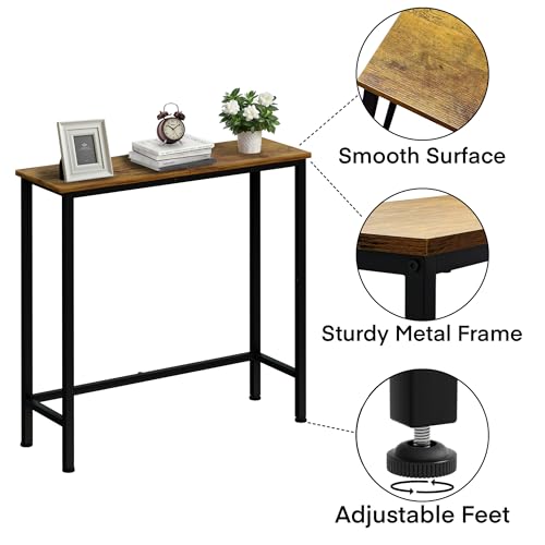 Narrow Console Table, 29.5" Small Entryway Table, Thin Hallway Tables, Slim Sofa Side Tables for Hallway, Living Room, Bedroom, Foyer, Retro Brown - color: Retro Brown