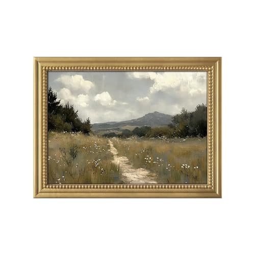 Gatheroad Gold Framed Vintage Canvas Wall Art Prints, Country Landscape Wall Art, Retro Rustic Farmhouse Nature Decor for Living Room Bedroom Bathroom Office, 12x16in - color: Muted Path, size: 12X16inch