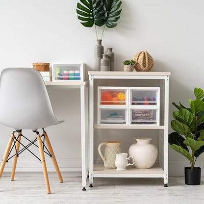 IRIS USA 2-Pack, 6 Qt. Small Stacking Drawer Storage Organizer, White | Keep craft supplies, accessories, office items, and small essentials organized around your home for easy everyday storage - size: 6 Qt., style: 2 Pack
