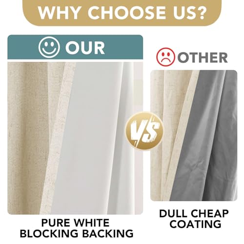 H.VERSAILTEX 100% Blackout Curtains for Bedroom Thermal Insulated Linen Textured Curtains Heat and Full Light Blocking Drapes Living Room Curtains 2 Panel Sets, 42x54 Inch, Bleached Sand - color: Bleached Sand, size: 42"W x 54"L (Pack of 2)