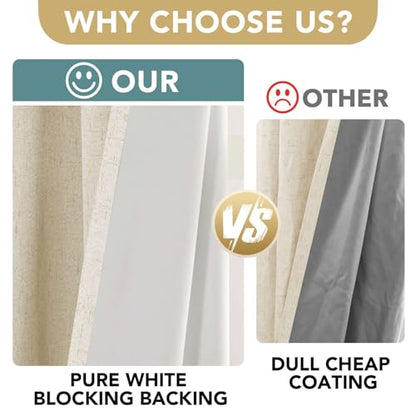 H.VERSAILTEX 100% Blackout Curtains for Bedroom Thermal Insulated Linen Textured Curtains Heat and Full Light Blocking Drapes Living Room Curtains 2 Panel Sets, 42x54 Inch, Bleached Sand - color: Bleached Sand, size: 42"W x 54"L (Pack of 2)
