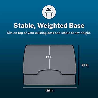 Vari - VariDesk Essential 36 - Two-Tier Standing Desk Converter for Monitor & Accessories - Height Adjustable Sit Stand Desk - Fully Assembled Monitor Riser for Home Office - 36" Wide, Black - size: Essential 36